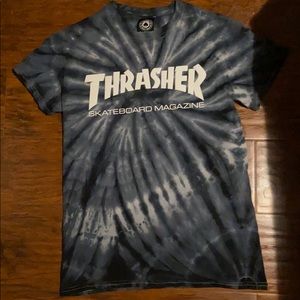 Blue tie dye thrasher shirt